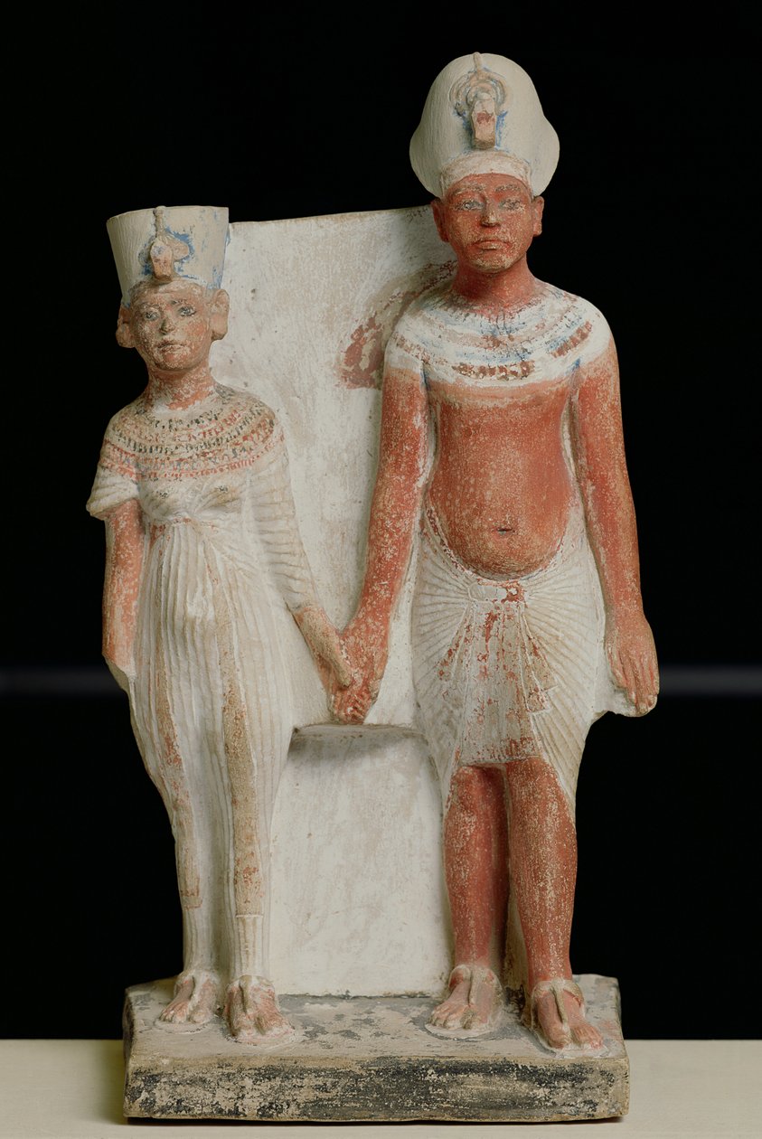 Estatuilla de Amenofis IV (Akenatón) y Nefertiti, de Tell el-Amarna, Período de Amarna, Reino Nuevo, 1353-1337 a.C. de Egyptian 18th Dynasty