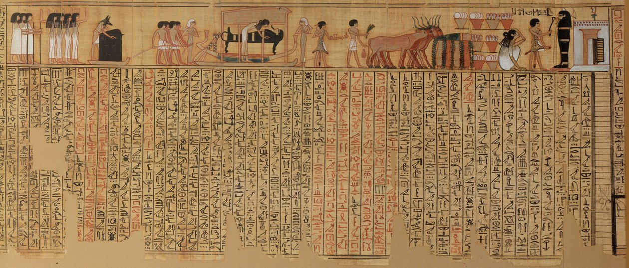 El espíritu del difunto descendiendo a su tumba, del Libro de los Muertos del escriba Neqbed, Reino Nuevo de Egyptian 18th Dynasty