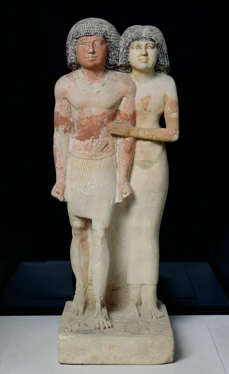 Estatua de Raherka y Meresankh, Reino Antiguo de Egyptian 5th Dynasty