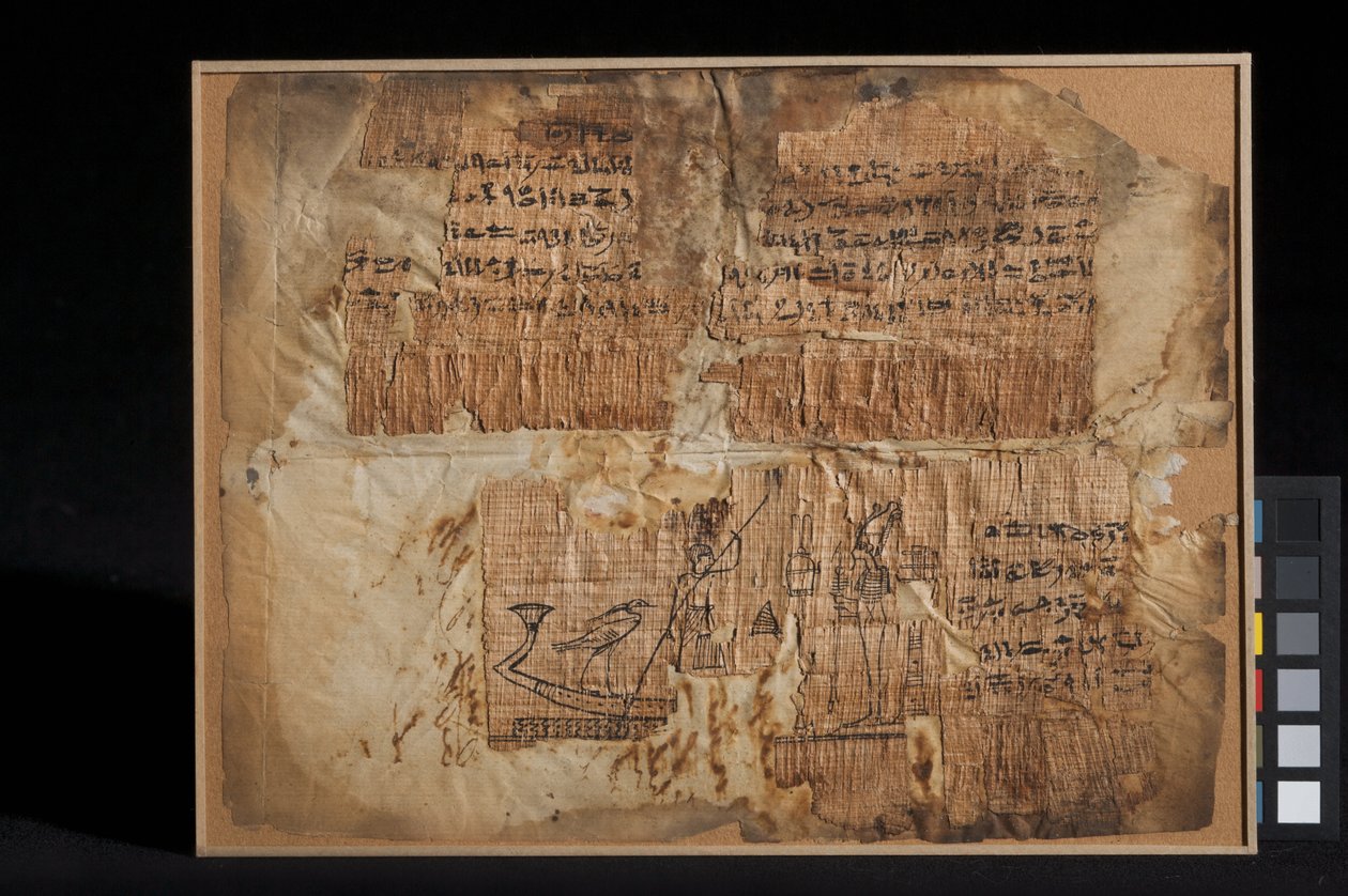 Fragmento de papiro, del capítulo 100, del Libro de los Muertos de Egyptian Ptolemaic Period
