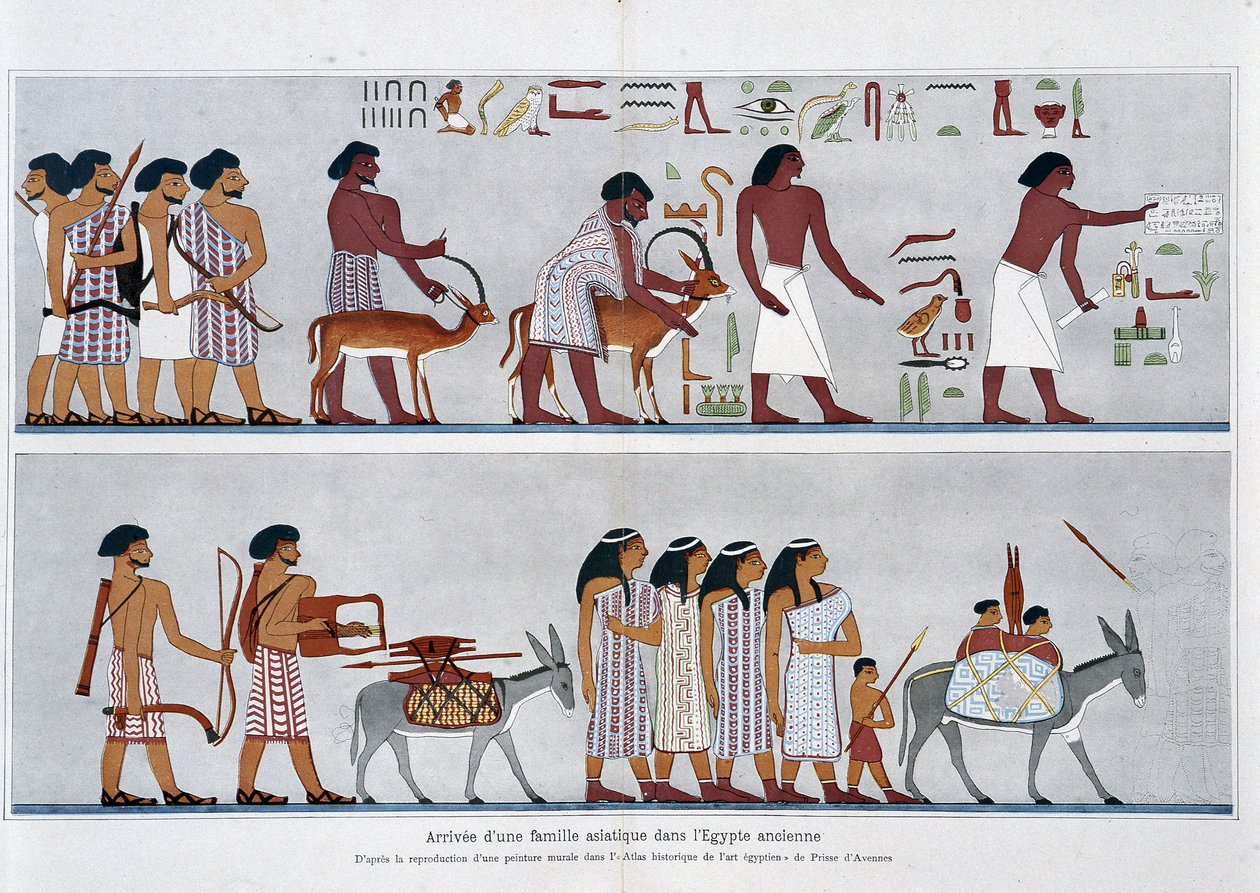 Llegada de una familia asiática en el antiguo Egipto: De la reproducción de un mural en el “Atlas Histórico del Arte Egipcio” por Prisse d