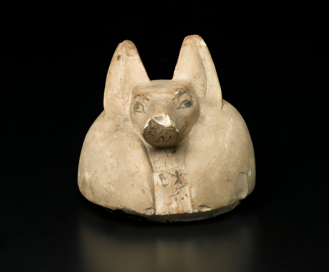 Tapa de jarro canopo con cabeza de chacal de Egyptian