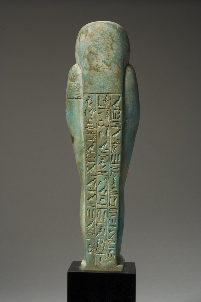Vista trasera de una figura Ushabti para Hor-Khebi, Periodo Dinástico Tardío, finales de la 25ª-26ª Dinastía, c.700-600 a.C. de Egyptian