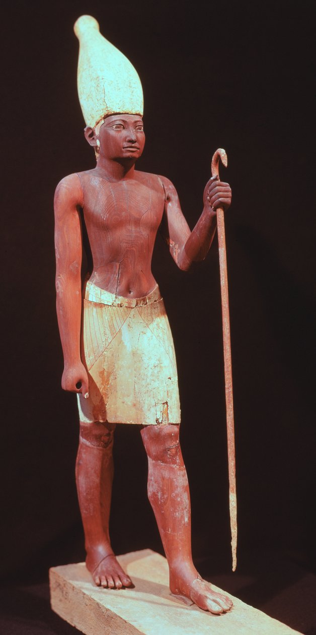 Estatua de Sesostris I (reinó 1971-28 a.C.) con una corona blanca de Egyptian 12th Dynasty