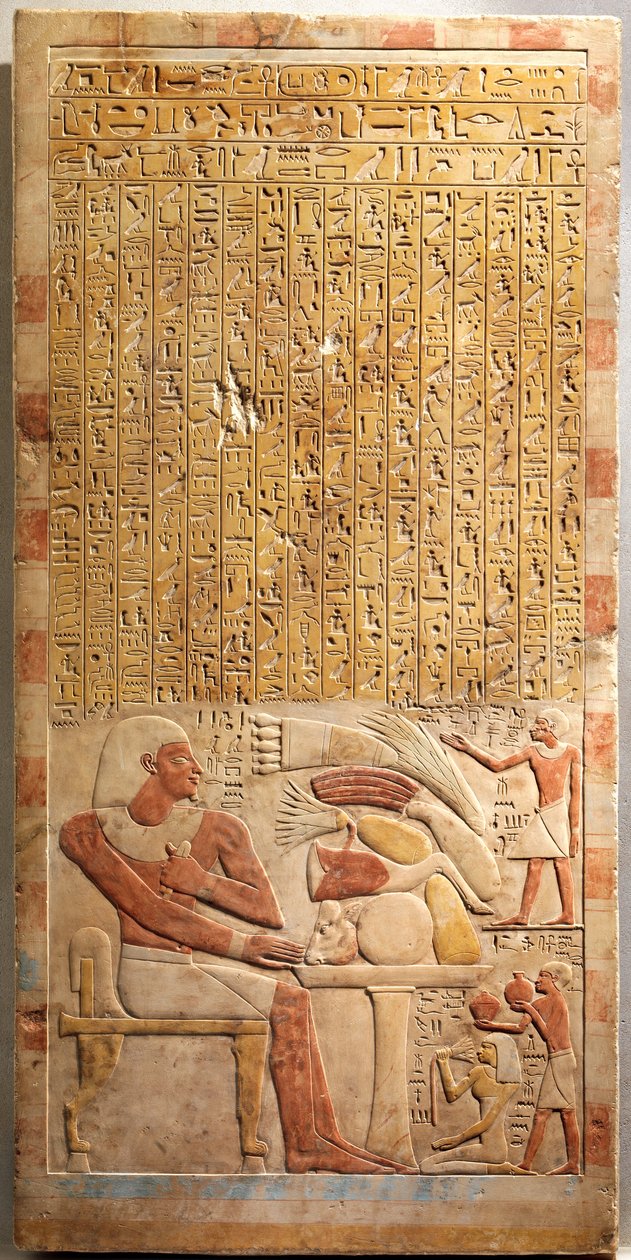 Estela del mayordomo Mentuwoser, c.1944 a.C. (piedra caliza pintada) de Egyptian 12th Dynasty