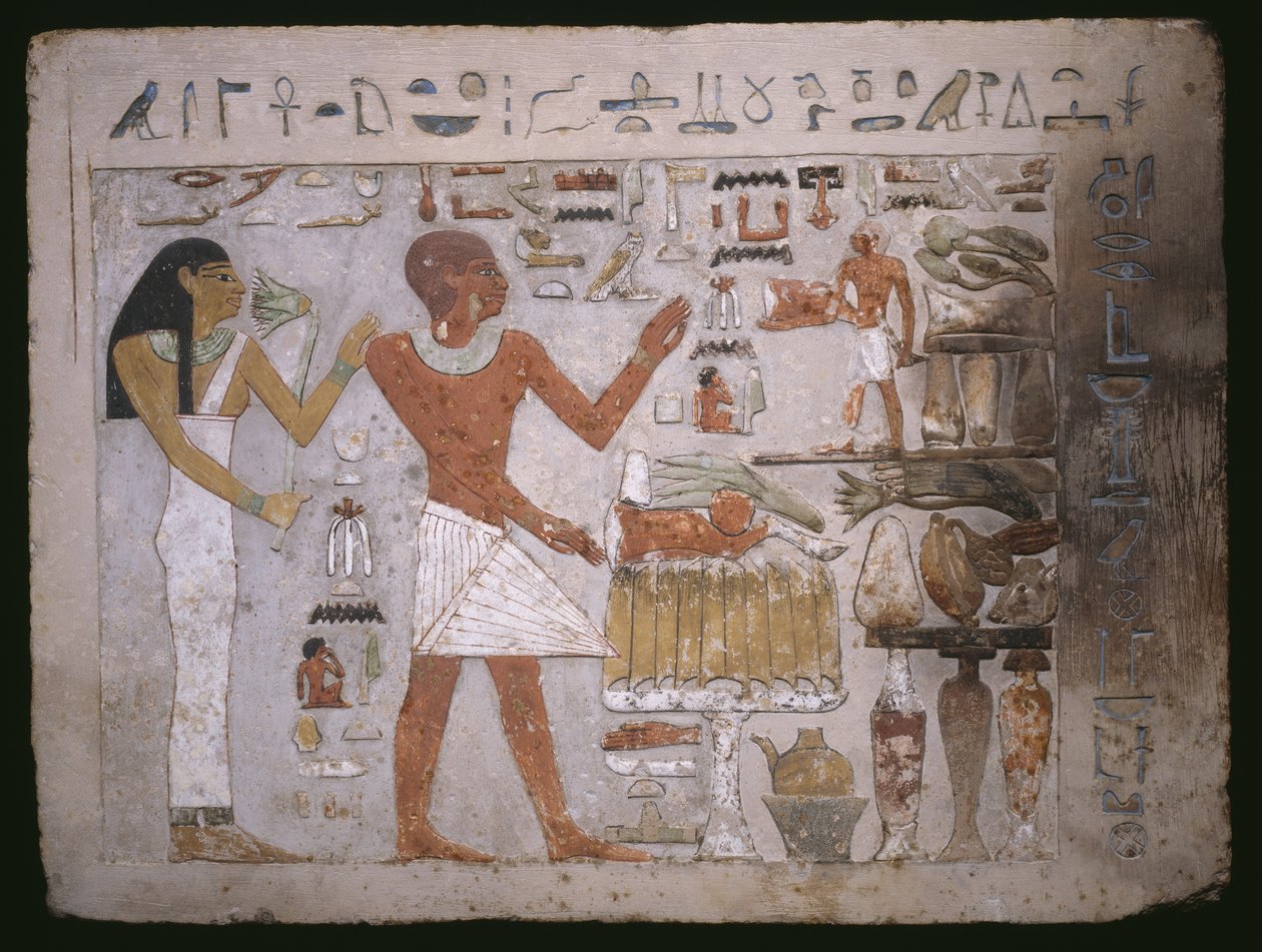 Fragmento de pared de la tumba de Amenemhet y su esposa Hemet, Reino Medio de Egyptian 12th Dynasty