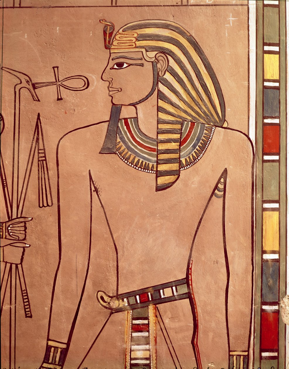 Amenhotep II (c.1427-1392 a.C.) con un ankh siendo levantado a sus labios, de la cámara del sarcófago de su tumba, Nuevo Reino de Egyptian 18th Dynasty