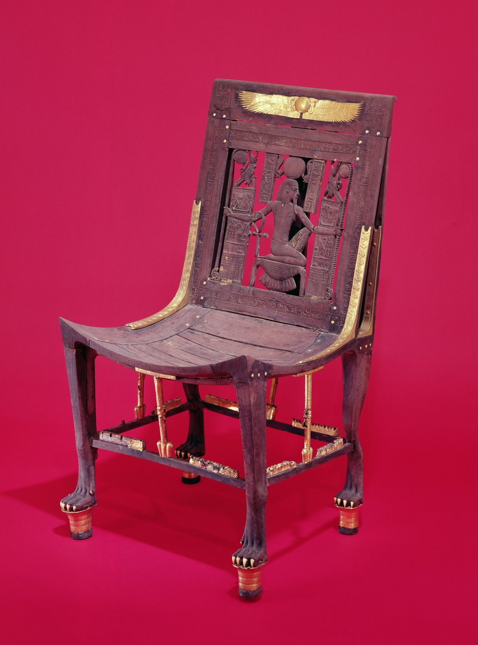 Silla, de la tumba de Tutankamón, que representa el espíritu de millones de años de Egyptian 18th Dynasty