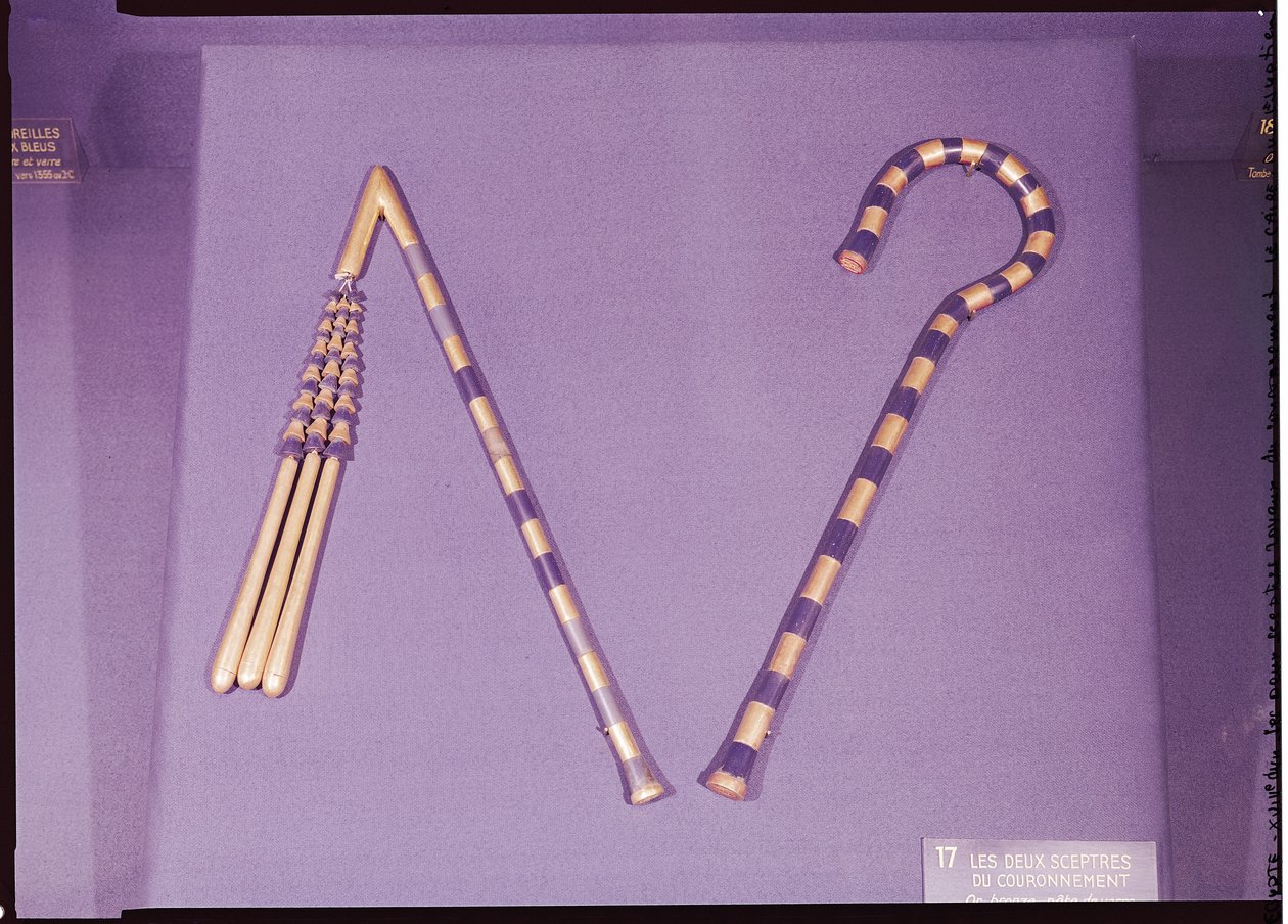 Cayado y mayal, de la Tumba de Tutankamón (c.1370-1352 a.C.) Nuevo Reino de Egyptian 18th Dynasty
