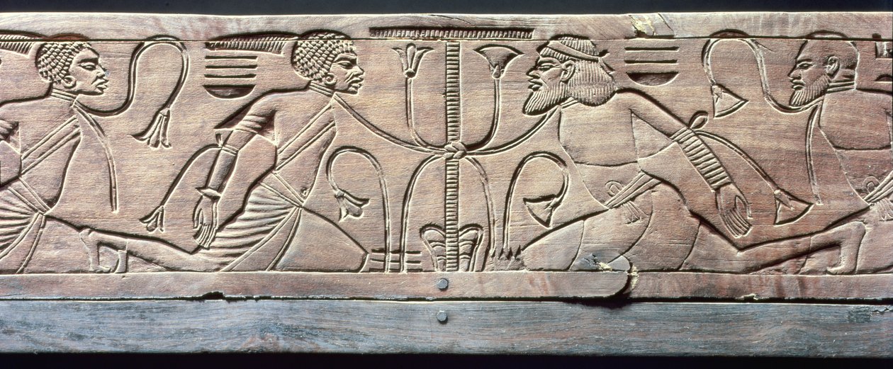 (detalle) del escabel ceremonial de Tutankamón (c.1370-52 a.C.) Nuevo Reino de Egyptian 18th Dynasty