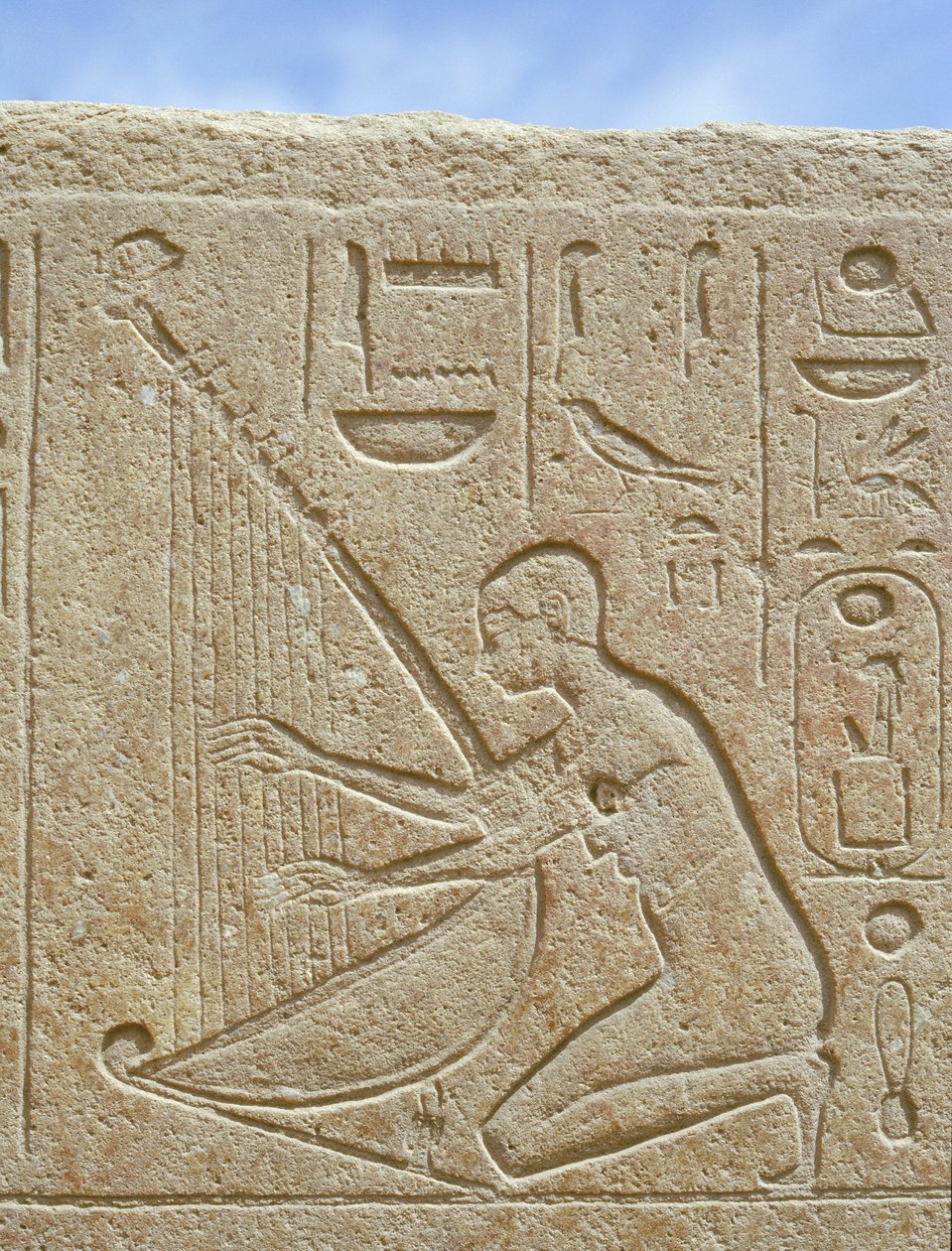 Detalle de un relieve que representa a un músico, Karnark (foto) de Egyptian 18th Dynasty