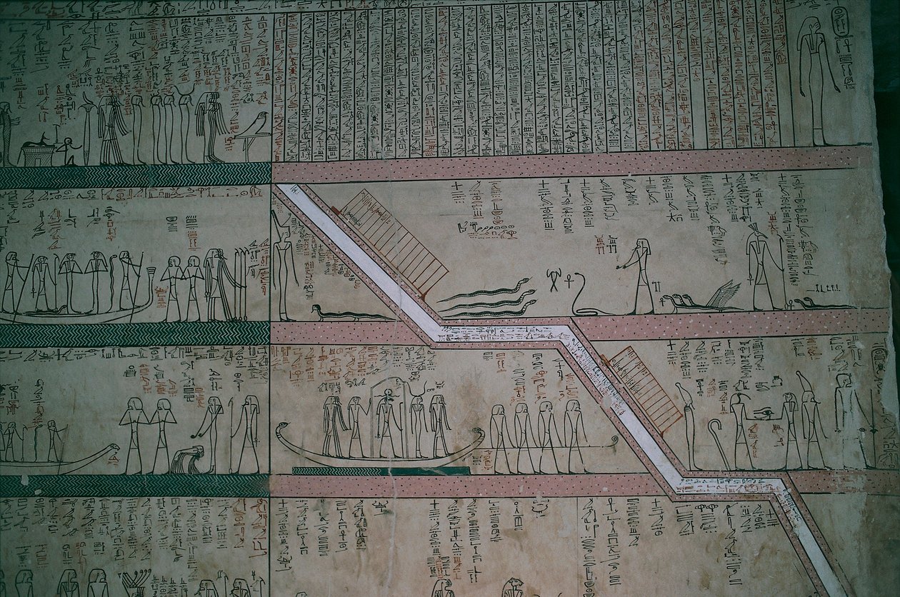 Egipto, Luxor, Valle de los Reyes, Tumba de Tutmosis III, frescos de la cámara funeraria de Egyptian 18th Dynasty