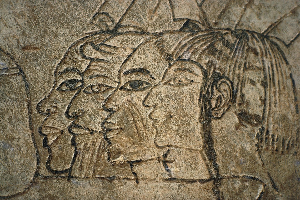 Egipto, Tebas Occidental, Sheikh Adn el-Qurna. Tumba de Ramos. Dibujos murales de Egyptian 18th Dynasty