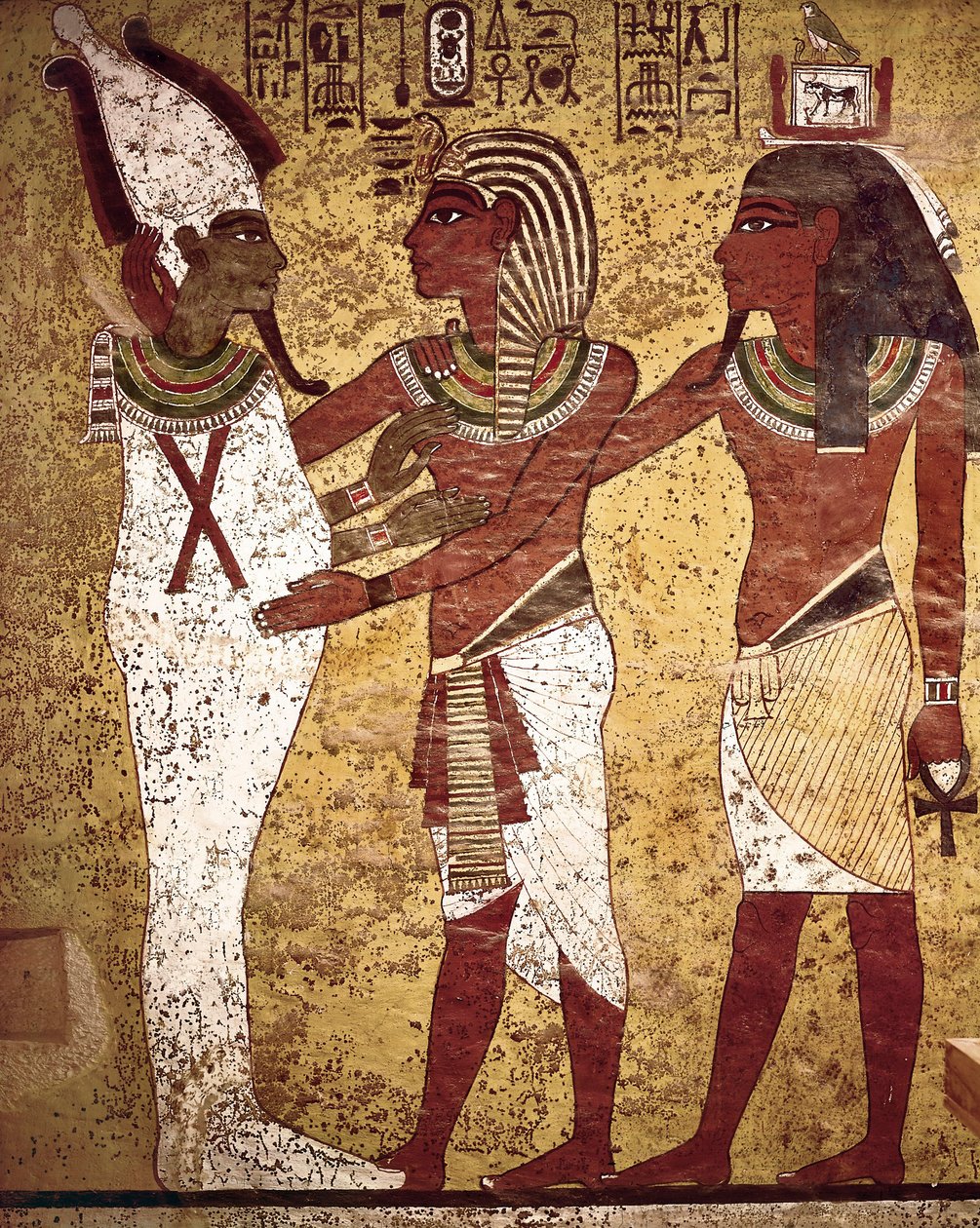 Antigüedad egipcia: el faraón Tutankamón frente al dios Osiris de Egyptian 18th Dynasty