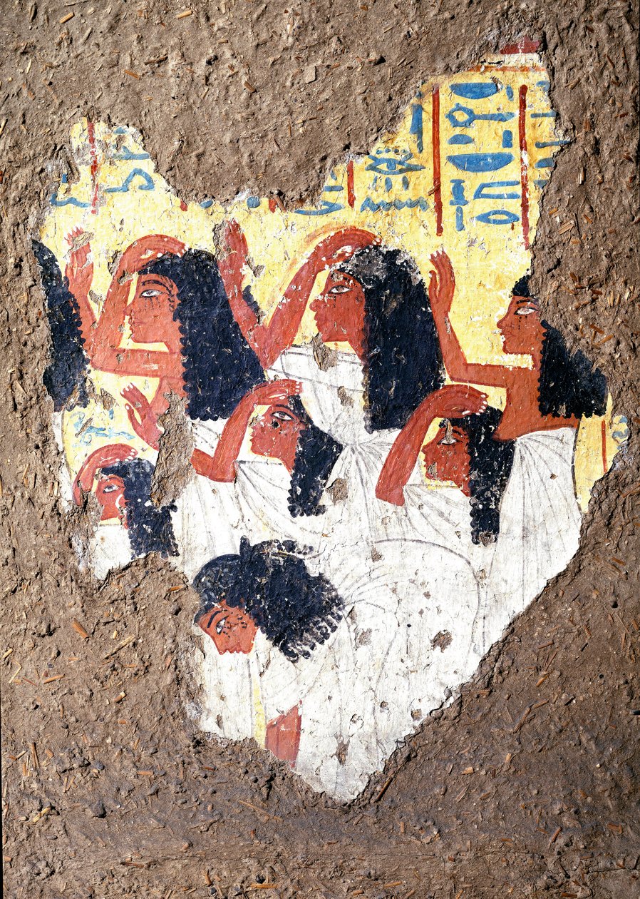 Antigüedad egipcia: fresco de la tumba del pintor Maia, un grupo de llorones de Egyptian 18th Dynasty
