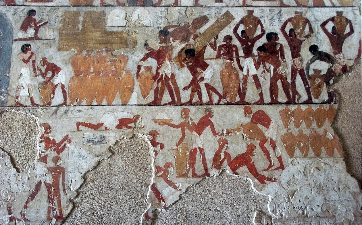 Antigüedad egipcia: pintura que decora la tumba de Rekhmire (TT100), visir de la dinastía XVIII de Egyptian 18th Dynasty