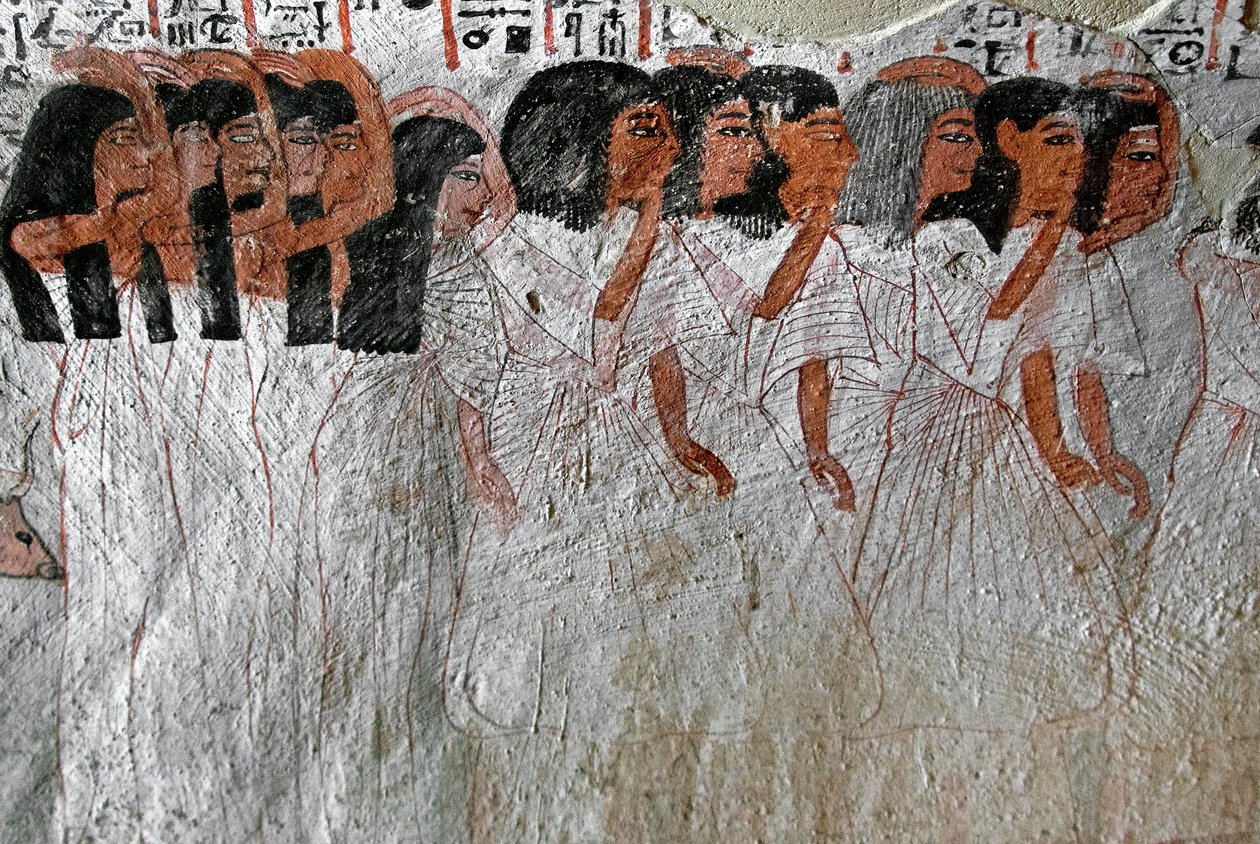 Antigüedad egipcia: procesión de llanto. Pintura de la Tumba de Roy (TT255). Dinastía XVIII de Egyptian 18th Dynasty