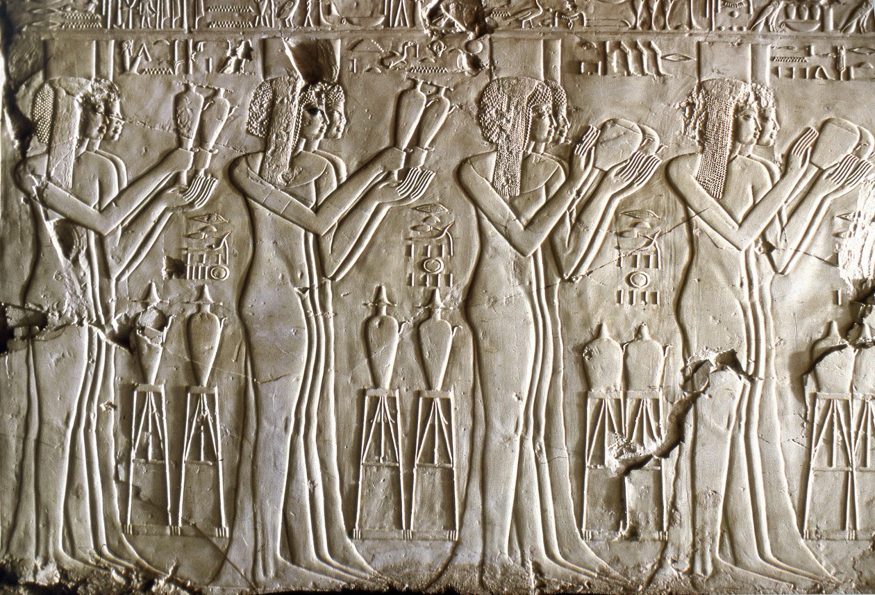Antigüedad egipcia: jóvenes haciendo ofrendas. Tumba de Kherouef (TT192) (18ª dinastía) de Egyptian 18th Dynasty