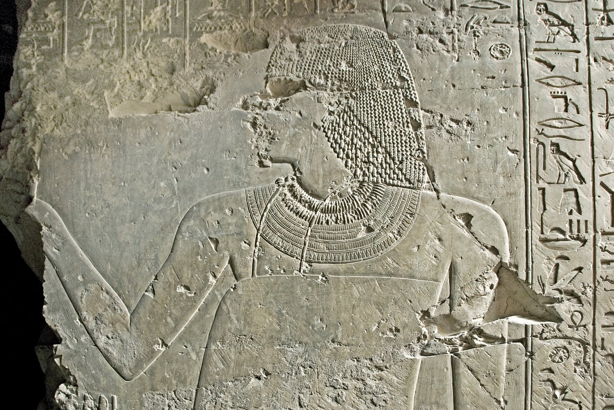 Antigüedades egipcias: representación del visir Ramose. Bajo relieve de su Tumba (dinastía XVIII). Luxor, Tebas, Tumba de los Nobles Egipto de Egyptian 18th Dynasty