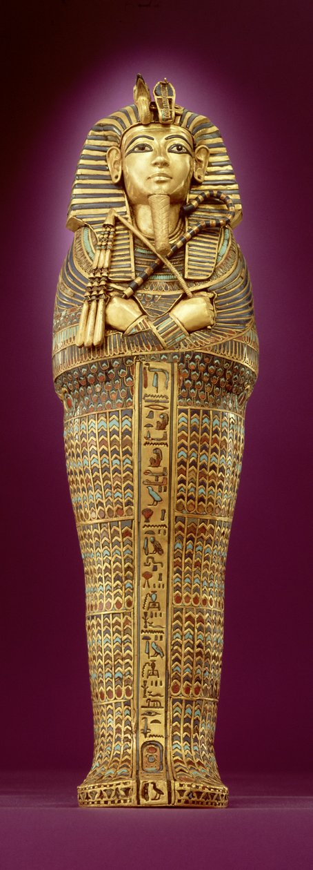 Vista frontal de uno de los sarcófagos canópicos, de la tumba de Tutankamón (c.1370-1352 a.C.) Nuevo Reino de Egyptian 18th Dynasty