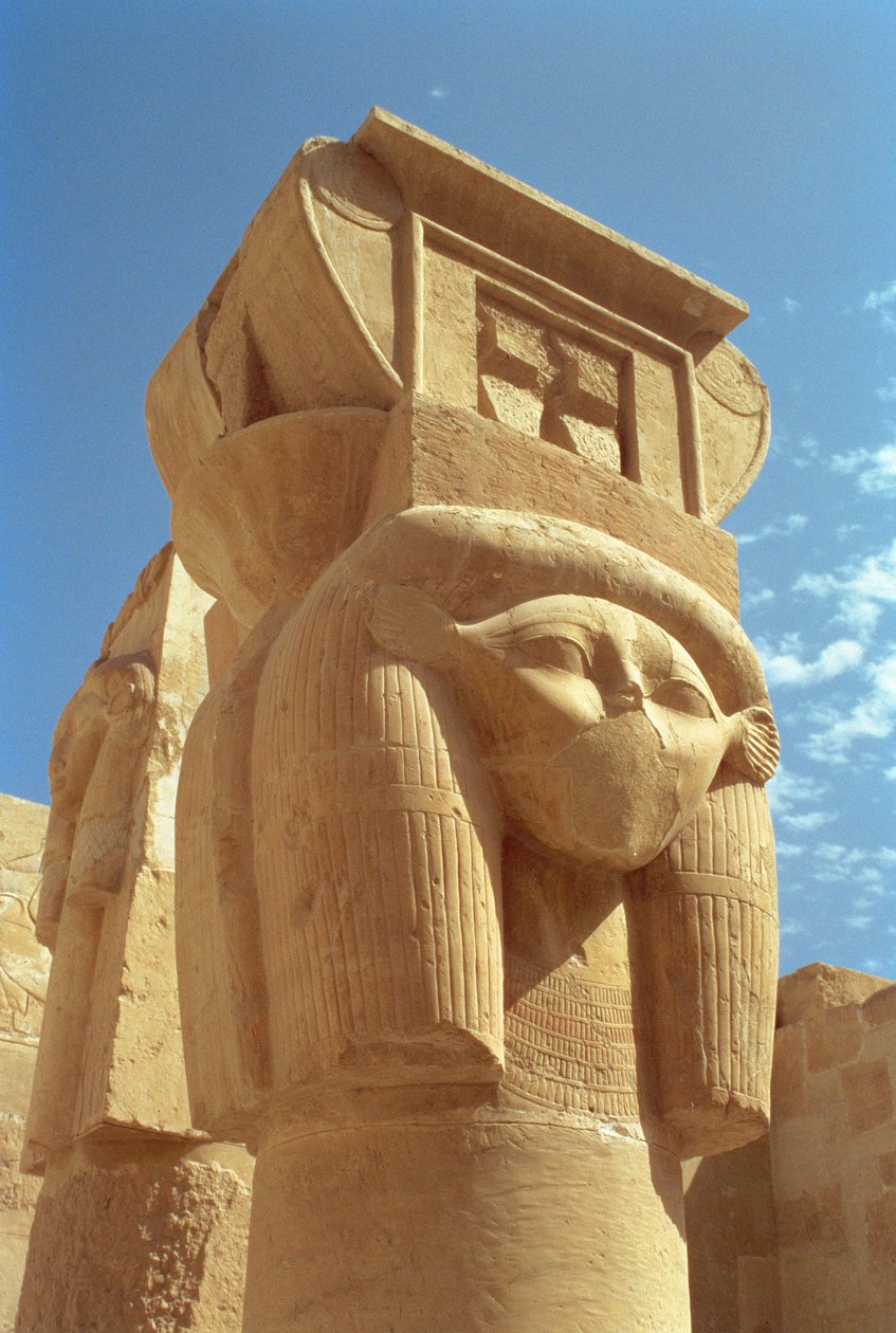 Columna con cabeza de Hathor, de la Capilla de Hathor, Templo de Hatshepsut, Nuevo Reino de Egyptian 18th Dynasty