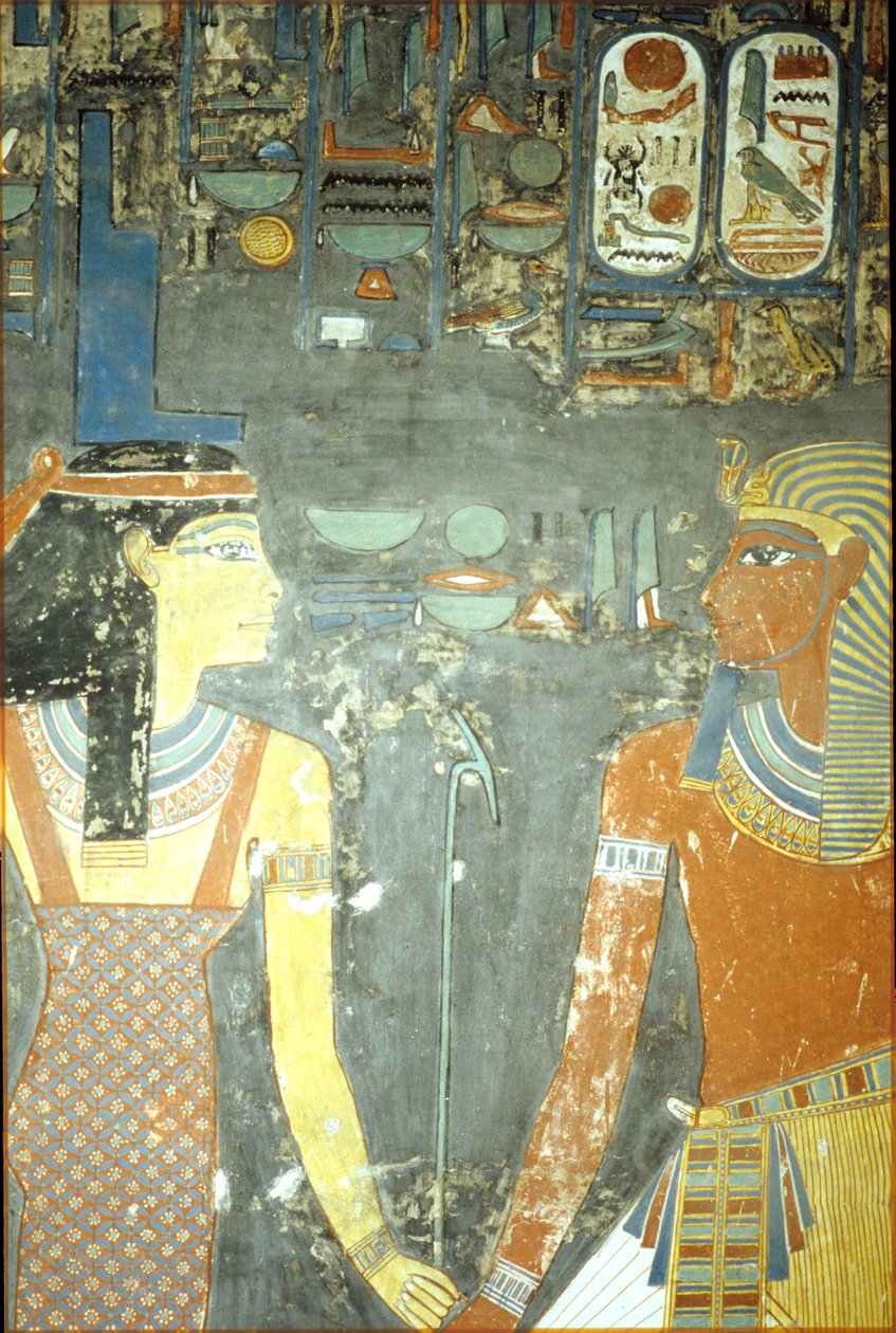 Horemheb e Isis, de la Tumba de Horemheb (c.1323-1295 a.C.) Nuevo Reino de Egyptian 18th Dynasty