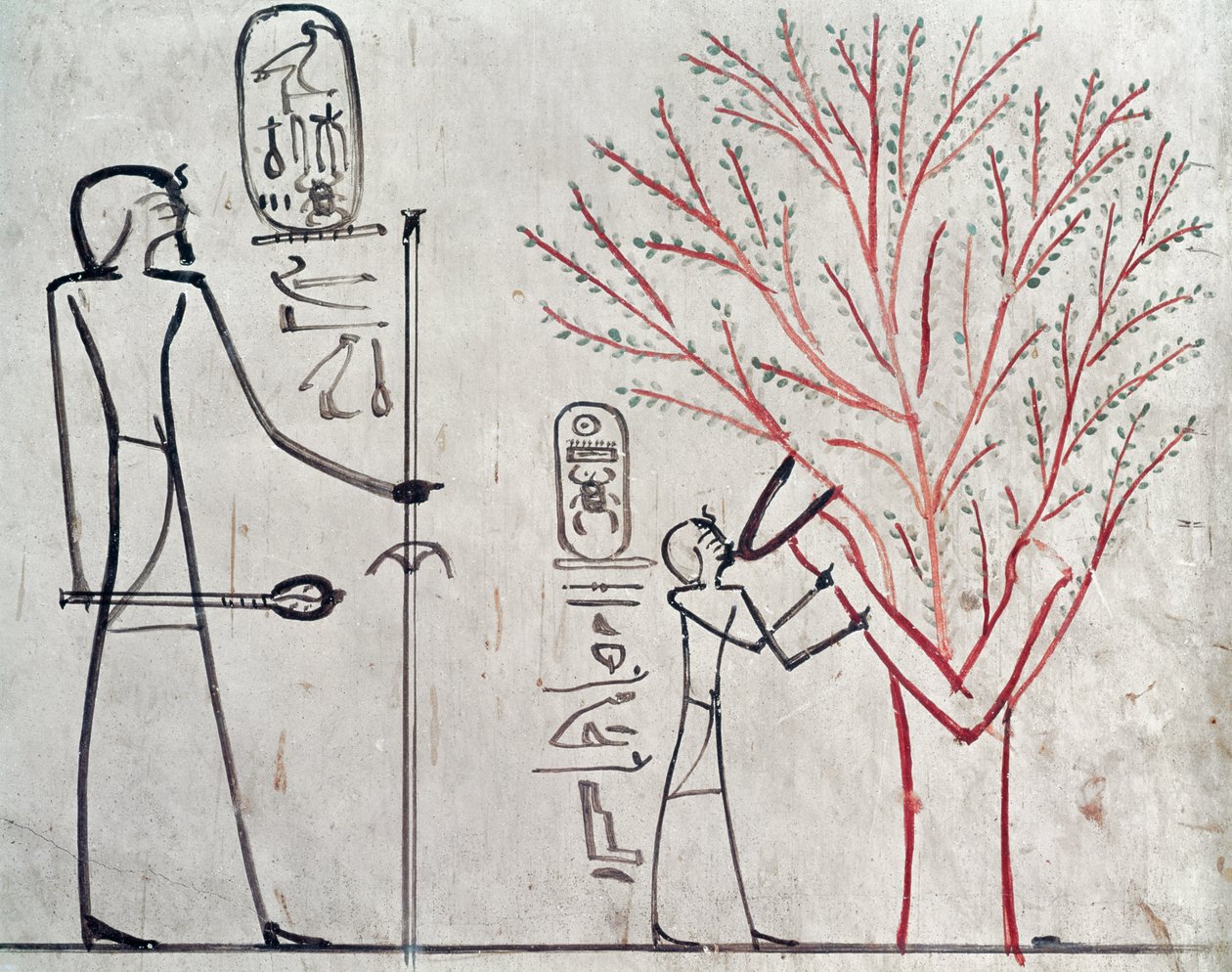 Isis metamorfoseada en un sicomoro amamantando a Tutmosis III (c.1479-1425 a.C.) de Egyptian 18th Dynasty