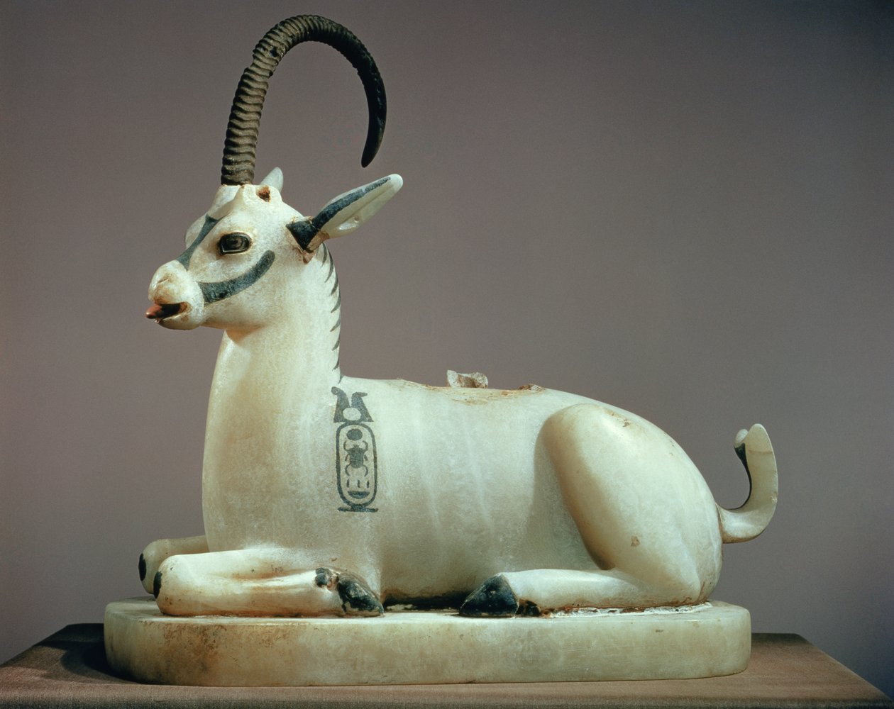 Tapa de una jarra de ungüento en forma de íbice, de la tumba de Tutankamón de Egyptian 18th Dynasty