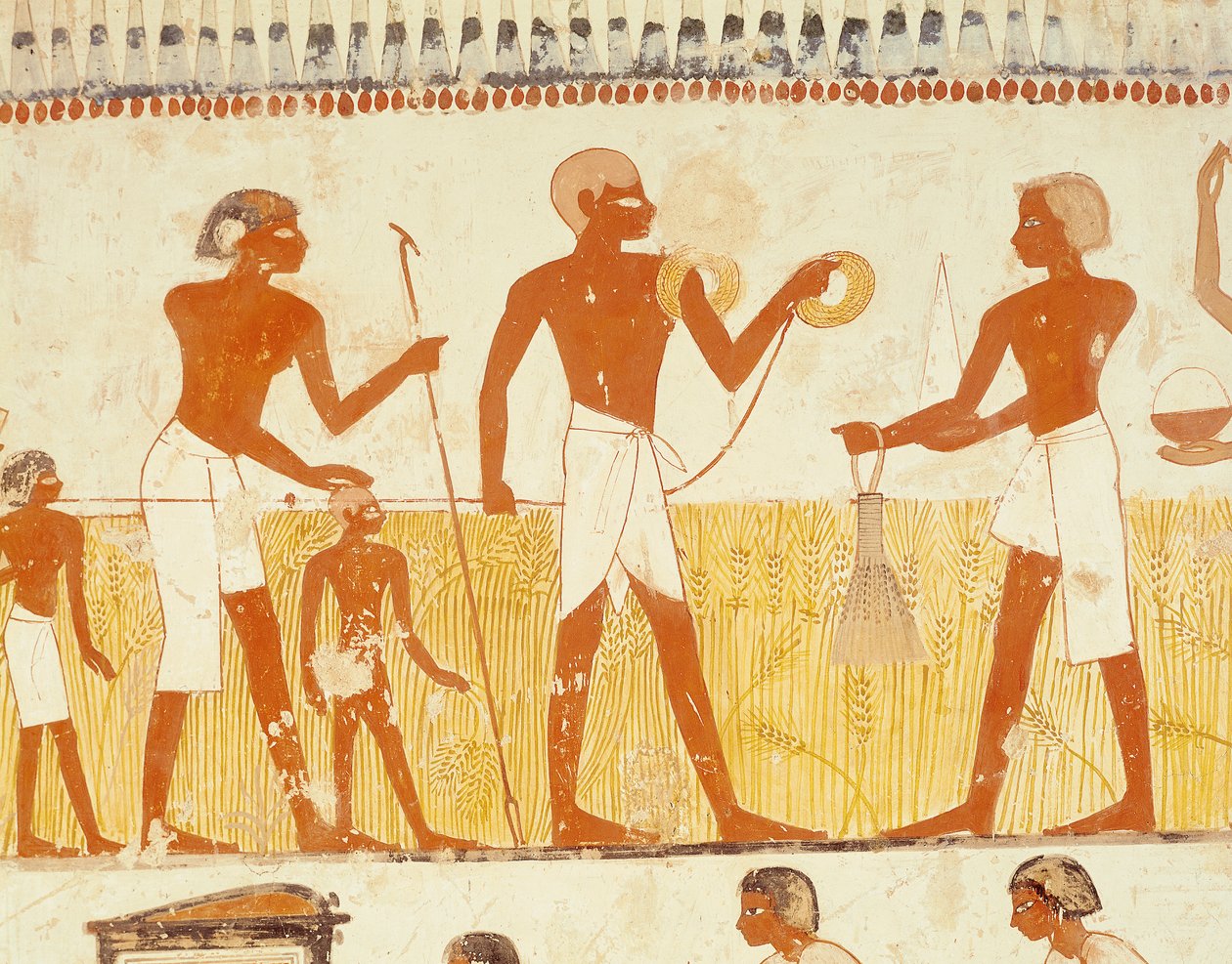 Midiendo la tierra usando cuerda, de la Capilla de la Tumba de Menna, Nuevo Reino de Egyptian 18th Dynasty