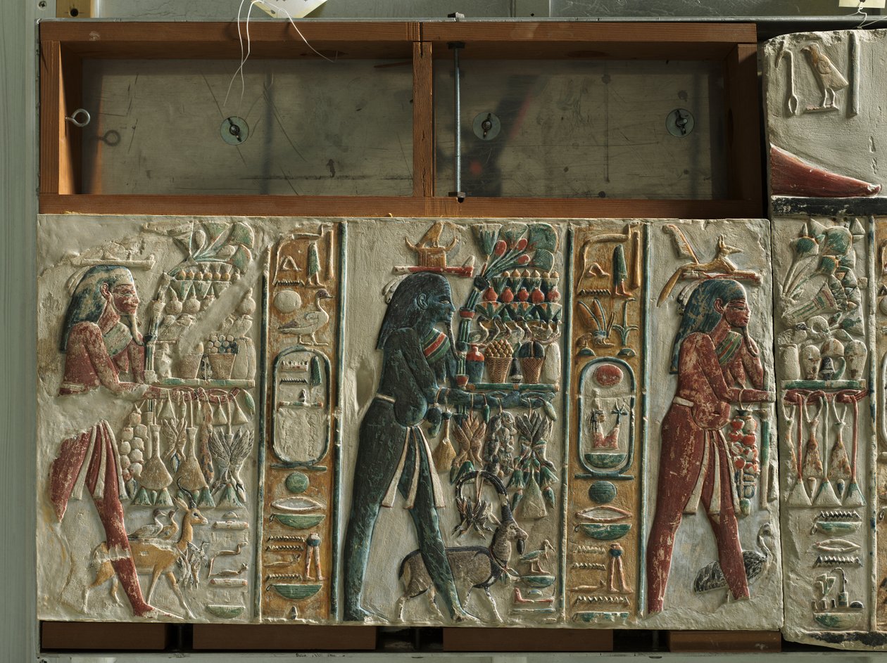 Dioses del Nome llevando ofrendas, c.1391-1353 a.C. de Egyptian 18th Dynasty