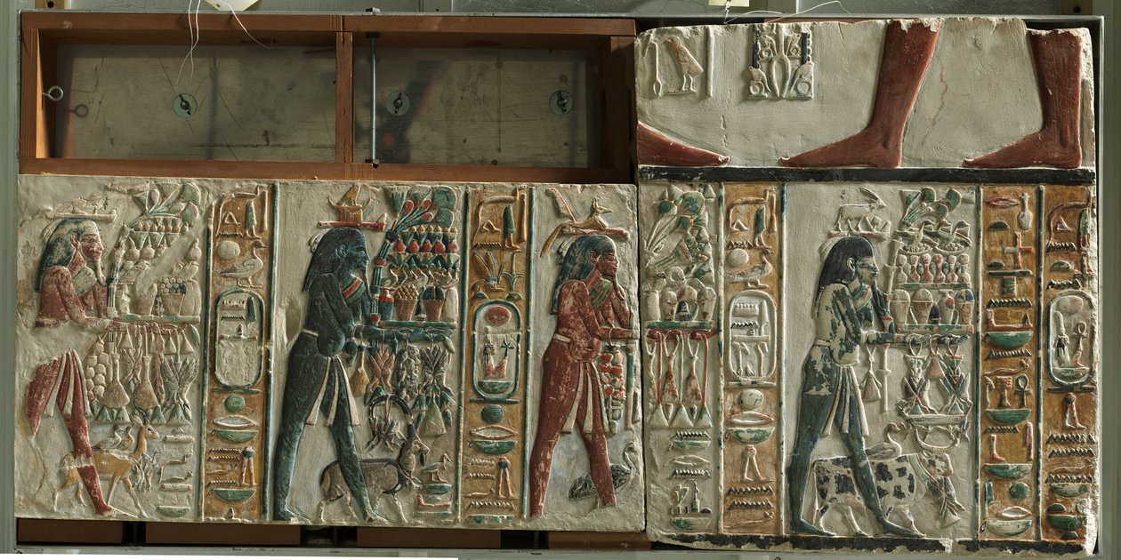 Dioses de Nome llevando ofrendas, c.1391-1353 a.C. de Egyptian 18th Dynasty