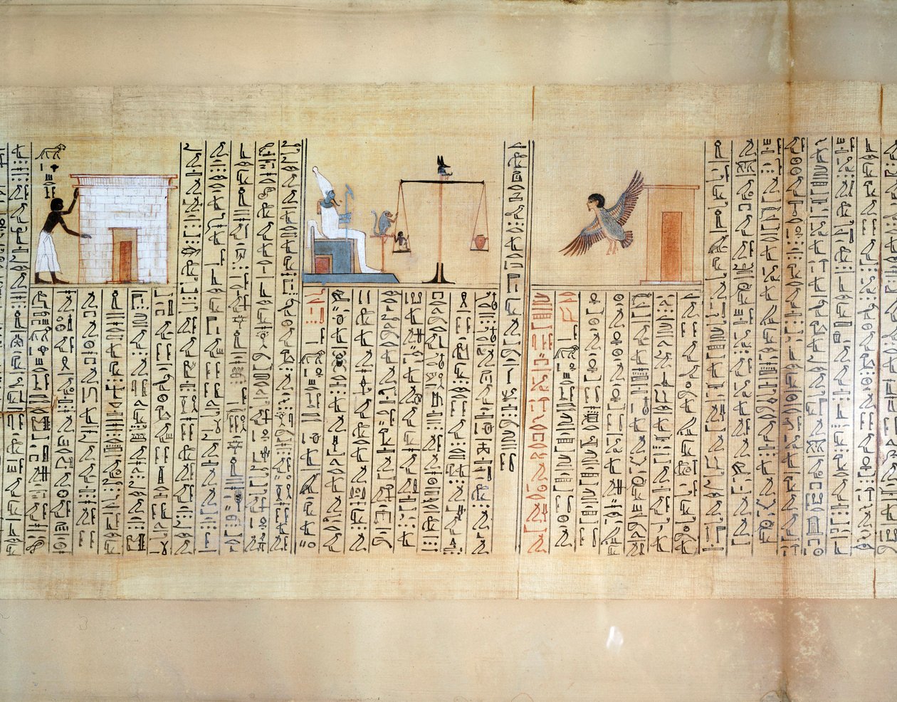 Papiro que representa el pesaje del corazón, del Libro de los Muertos de Maiherperi de Egyptian 18th Dynasty