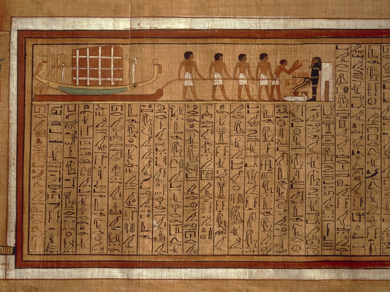 Papiro con jeroglíficos del "Libro de los Muertos" e ilustraciones policromas de la tumba de Kha en Tebas. Reino Nuevo, dinastía XVIII de Egyptian 18th Dynasty