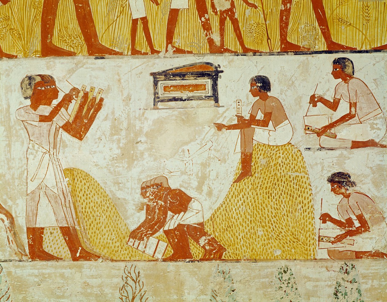 Registrando la cosecha, de la Tumba de Menna (pintura mural) de Egyptian 18th Dynasty