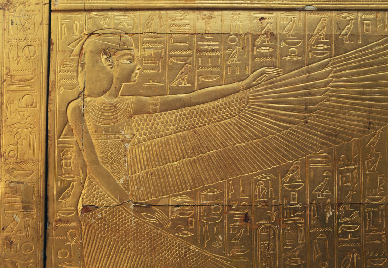 Relieve en el panel exterior trasero de la segunda capilla funeraria, Tesoro de Tutankamón, Egipto, Civilización egipcia, Reino Nuevo, Dinastía XVIII de Egyptian 18th Dynasty