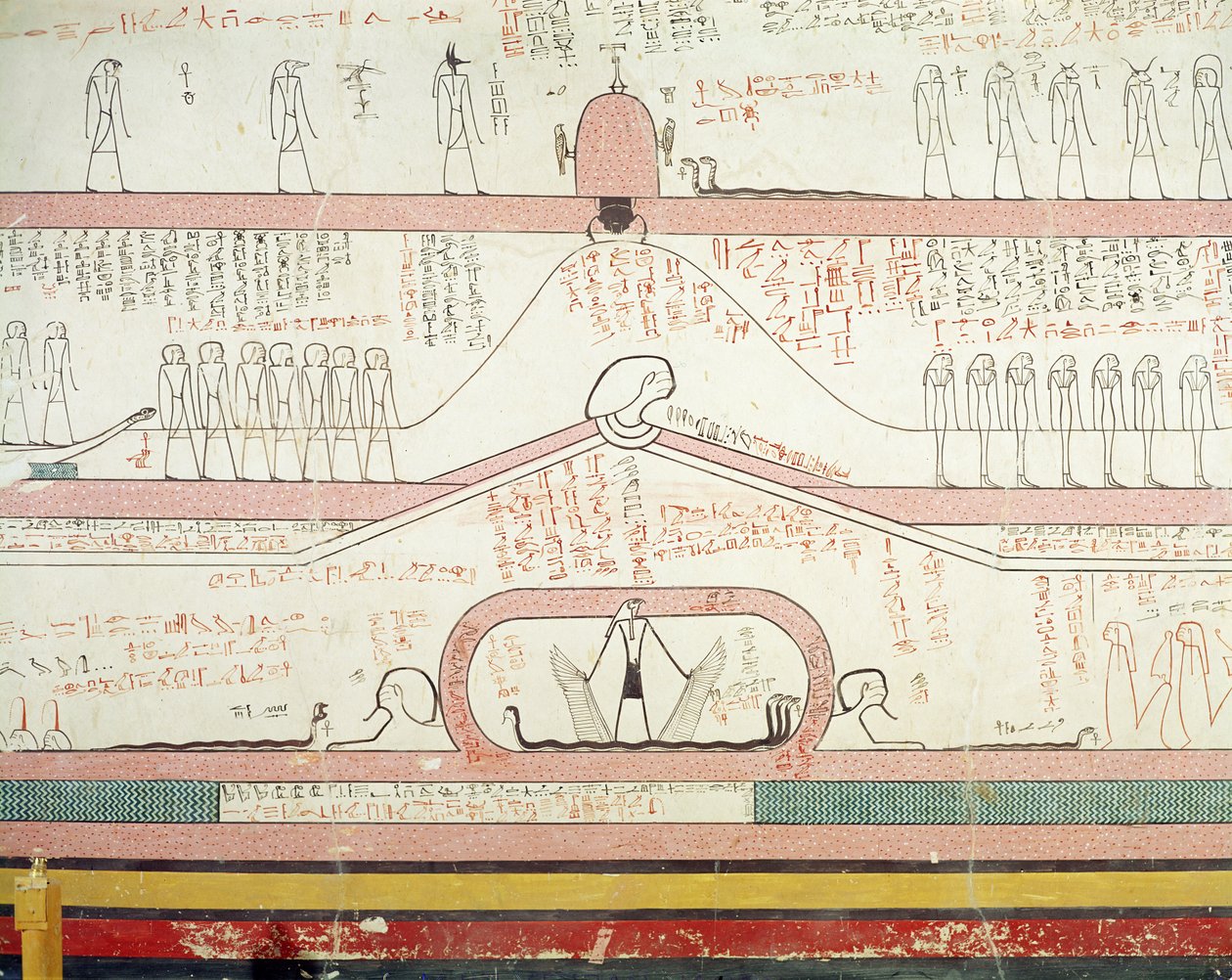 Escena del Libro de Amduat mostrando el viaje al Inframundo, Nuevo Reino de Egyptian 18th Dynasty