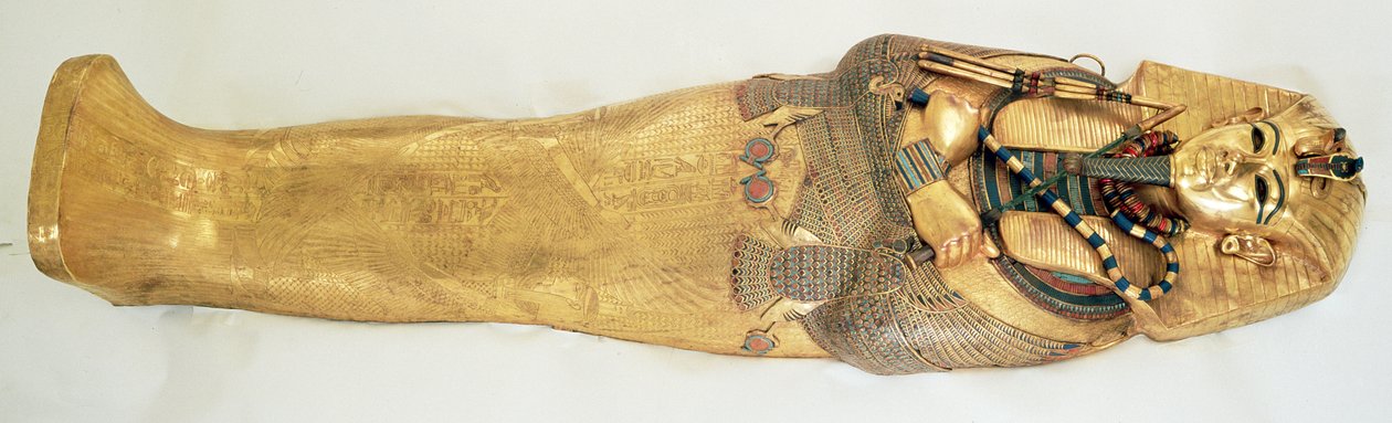 El ataúd más interno del rey, de la tumba de Tutankamón (c.1370-1352 a.C.) Reino Nuevo de Egyptian 18th Dynasty