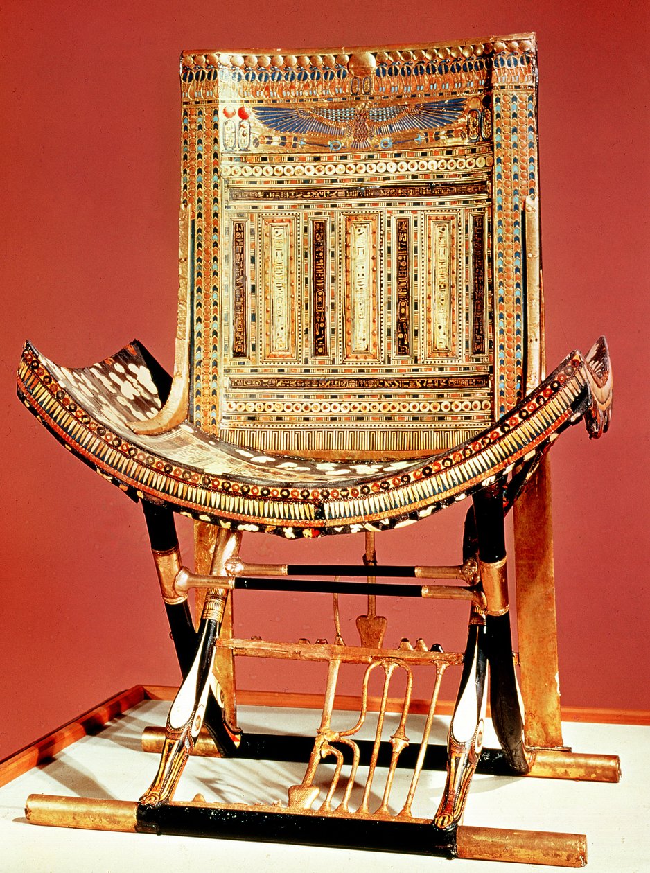 Trono eclesiástico de los faraones, de la tumba de Tutankamón (c.1370-52 a.C.) Nuevo Reino de Egyptian 18th Dynasty
