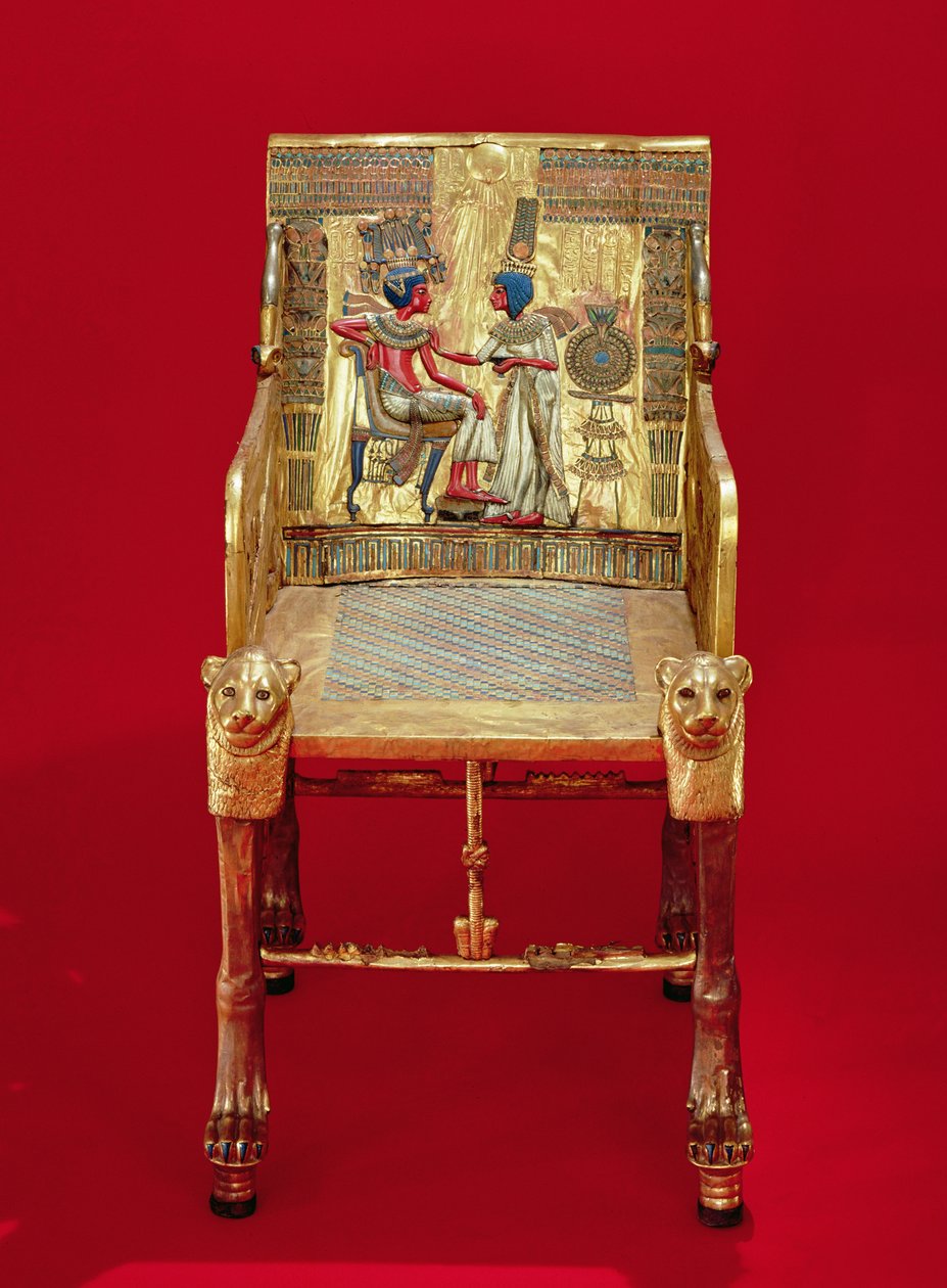 El trono, de la tumba de Tutankamón (c.1370-1352 a.C.) Reino Nuevo de Egyptian 18th Dynasty
