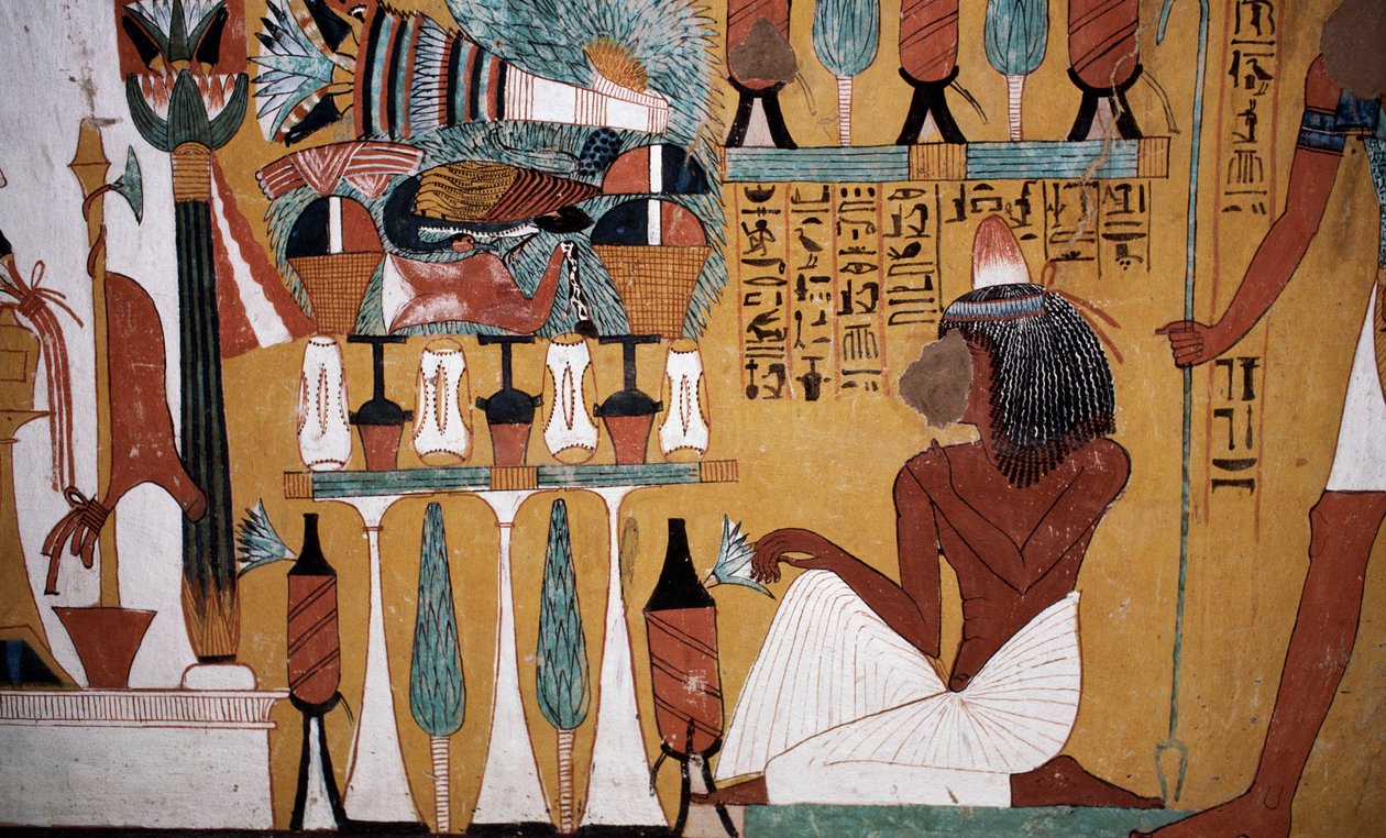 Pintura mural, Tumba de Sennedjem, Valle de los Reyes, Luxor, Tebas (Patrimonio Mundial de la UNESCO de Egyptian 18th Dynasty