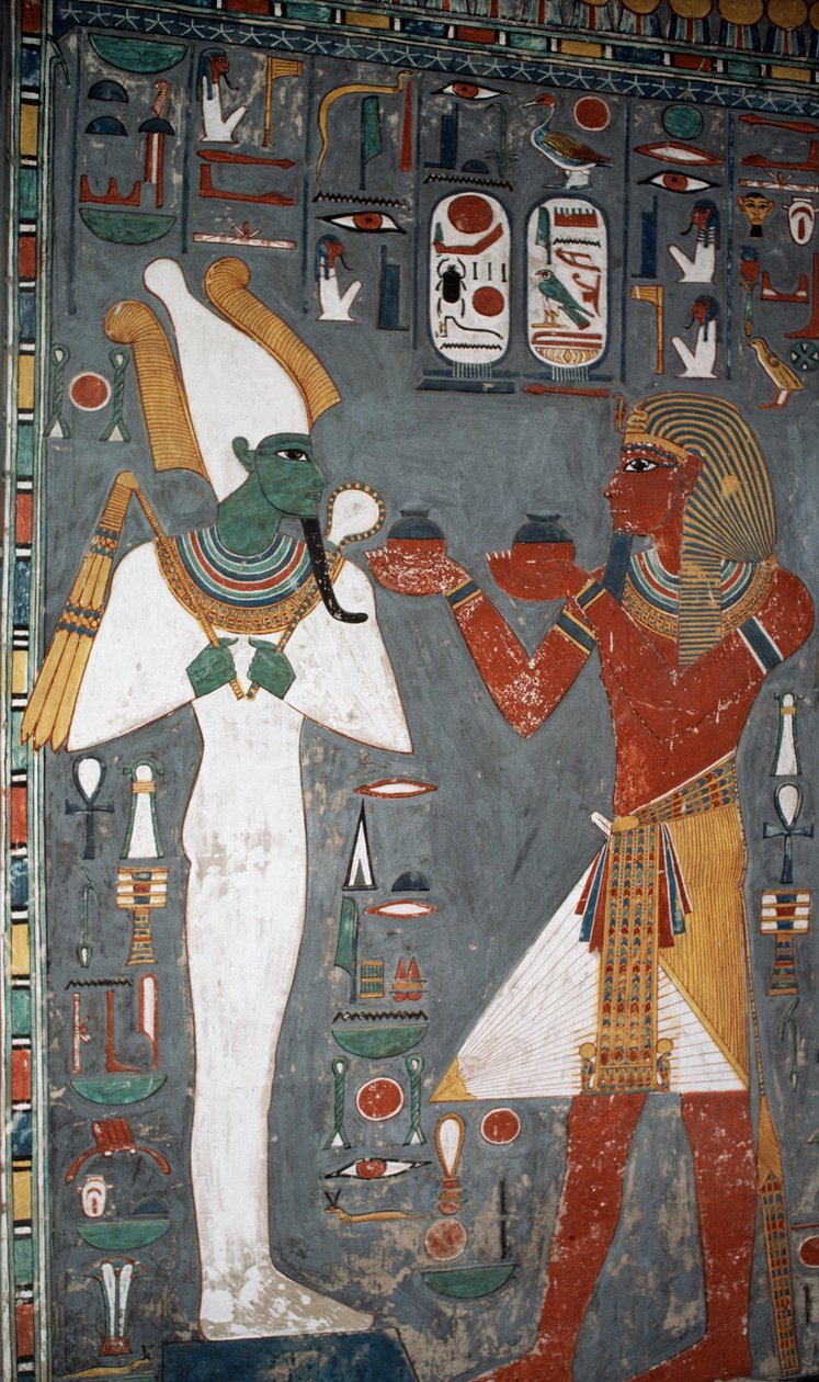 Pintura mural, Tumba de Sennedjem, Valle de los Reyes, Luxor, Tebas (Patrimonio Mundial de la UNESCO de Egyptian 18th Dynasty