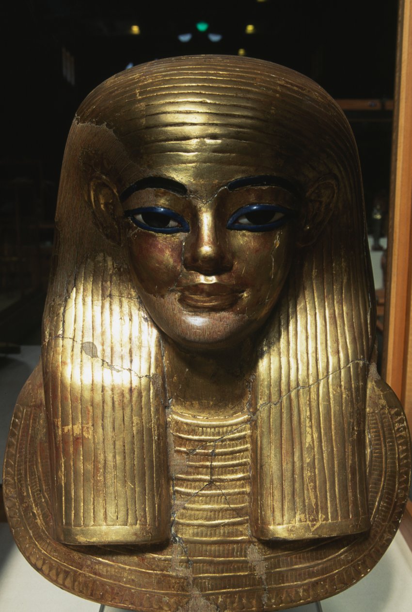 Máscara mortuoria de Yuya, de la Tumba de Yuya Tjuya, Valle de los Reyes, Egipto, civilización egipcia, Reino Nuevo, Dinastía XVIII de Egyptian 18th Dynasty