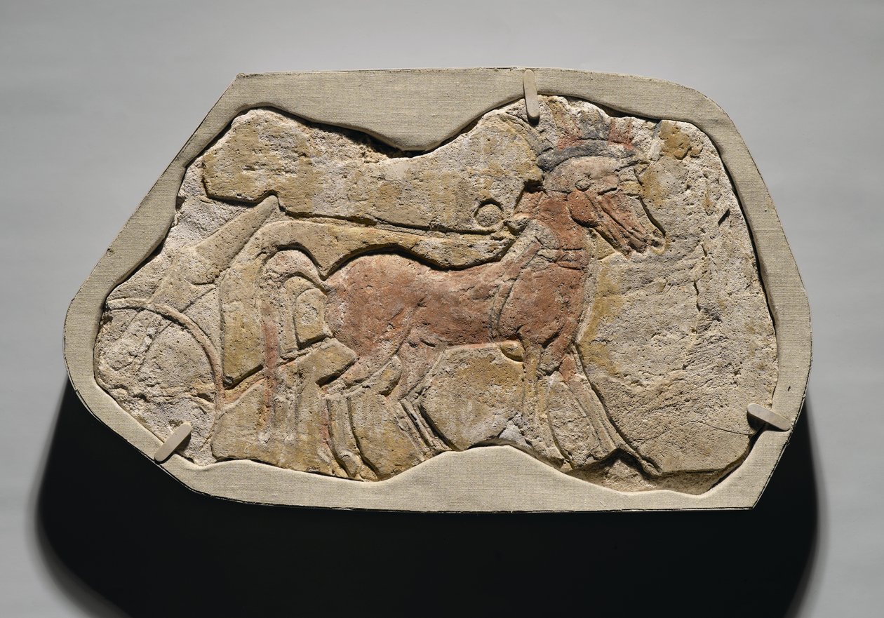 Un par de caballos tirando de un carro, de Tell el-Amarna, Nuevo Reino, c.1353-1336 a.C. de Egyptian 19th Dynasty