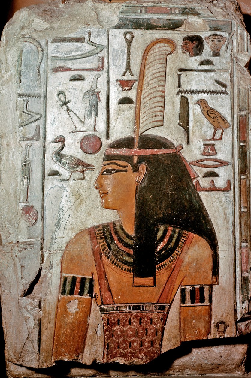 Arte de Egipto: Tumba de Sethi I (KV 17). Maat, diosa de la verdad y la justicia y jeroglíficos de Egyptian 19th Dynasty