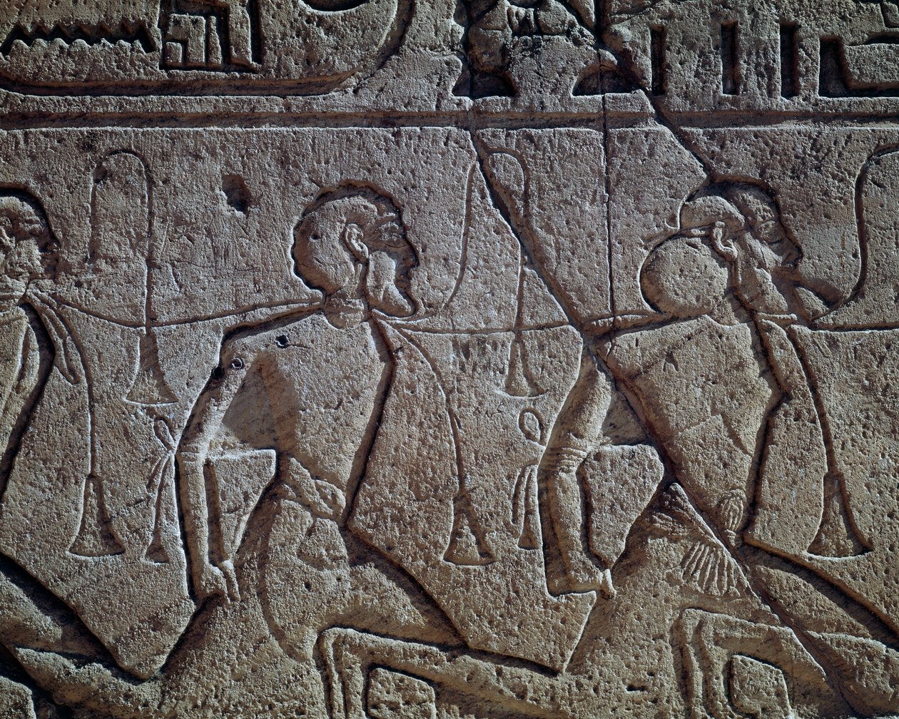 Prisioneros asirios de Ramsés II, relieve, Templo Principal de Abu Simbel (Lista del Patrimonio Mundial de la Unesco de Egyptian 19th Dynasty