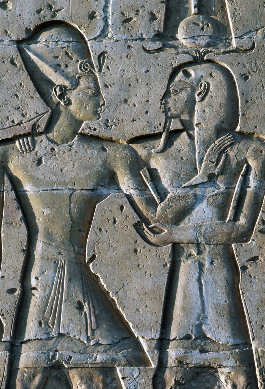 Bajorrelieve que representa al faraón, Templo de Seti I, o Gran Templo de Abidos, Abidos, Egipto, Civilización egipcia, Reino Nuevo, Dinastía XIX de Egyptian 19th Dynasty