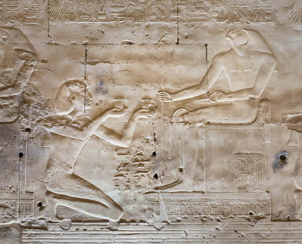 Bajorrelieve, templo de Seti I, Abidos, Egipto de Egyptian 19th Dynasty
