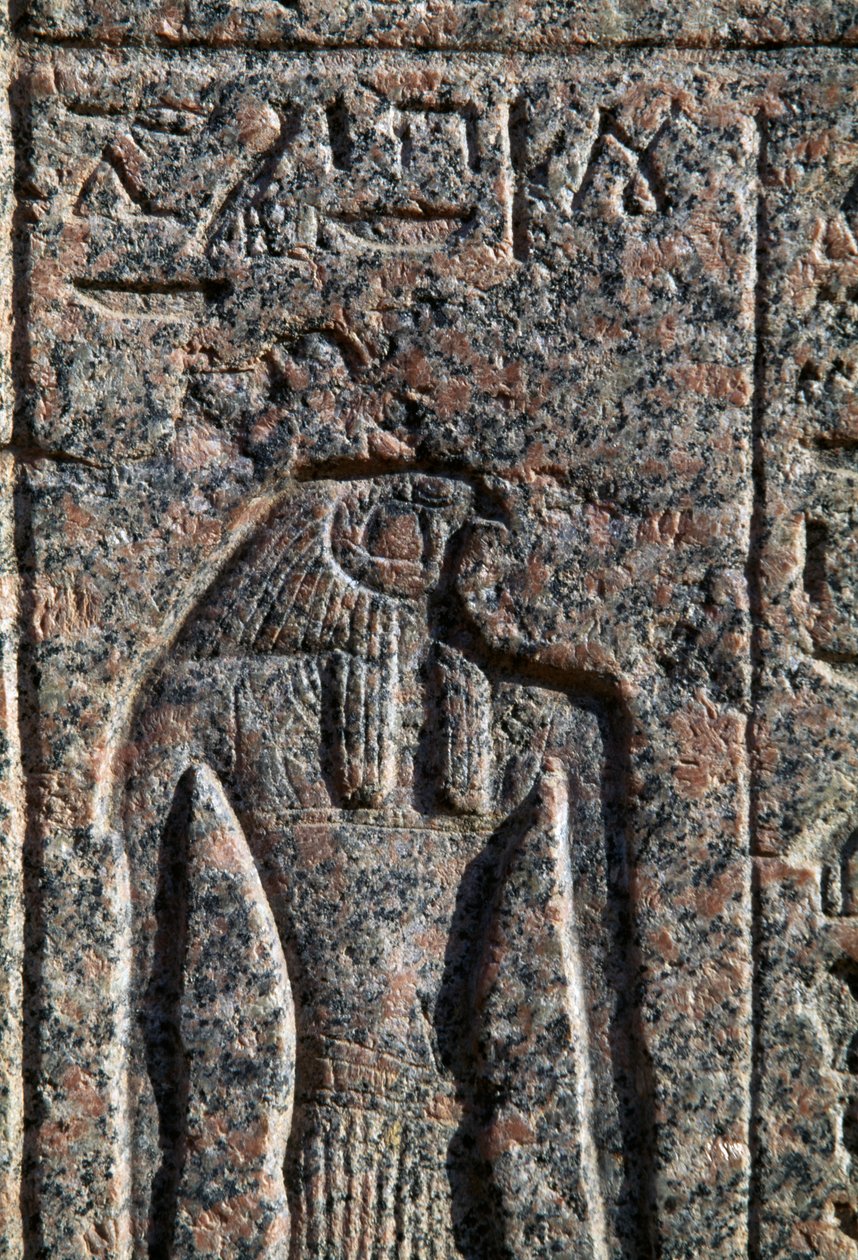 Representación de Horus, inscripción y relieve de Horus y Thoth, sarcófago de Amenhotep, Menfis, Egipto, Reino Nuevo, Dinastía XIX de Egyptian 19th Dynasty