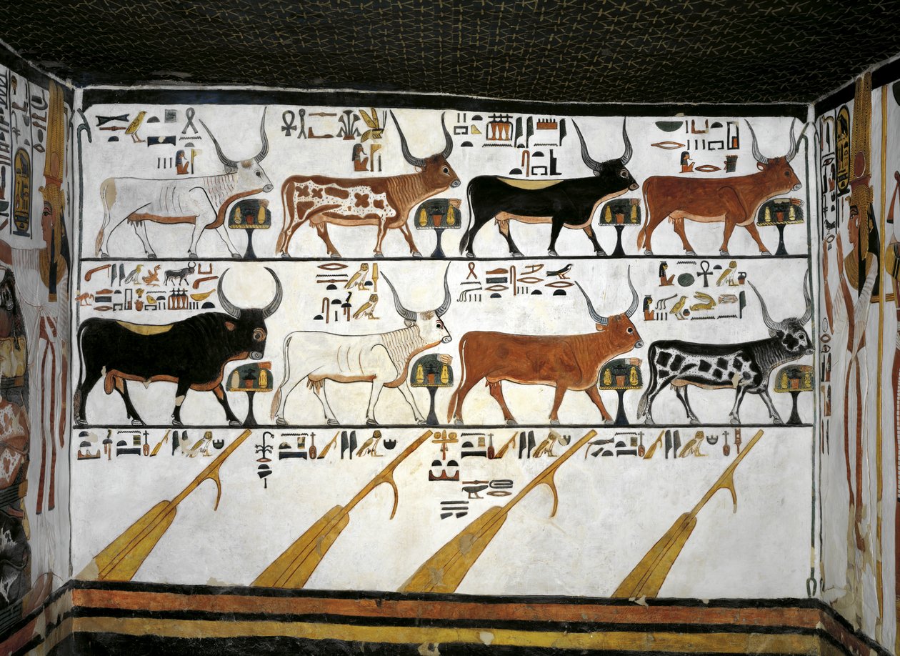 Egipto, Tebas, Luxor, Valle de las Reinas, Tumba de Nefertari, Anexo a la antecámara, Pinturas murales, Libro de los Muertos, Capítulo 89 de Egyptian 19th Dynasty