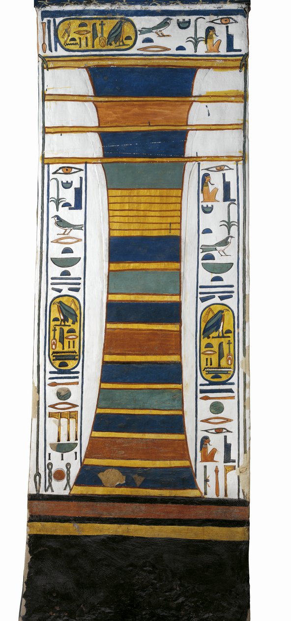 Egipto, Tebas, Luxor, Valle de las Reinas, Tumba de Nefertari, pilar Djed que representa la columna vertebral de Osiris con médula ósea de resurrección dentro, de la dinastía XIX de Egyptian 19th Dynasty